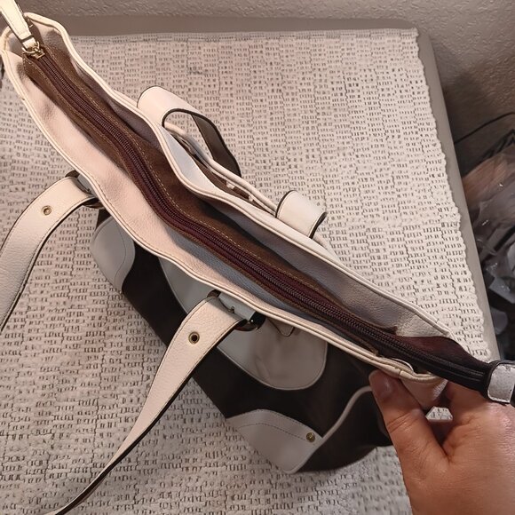 Isaac Mizrahi canvas & faux leather extra large shoulder tote bag purse - Picture 3 of 16